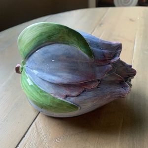 Hand-painted Vietri Italian Flowerbud  Trinket Container  Made in Italy